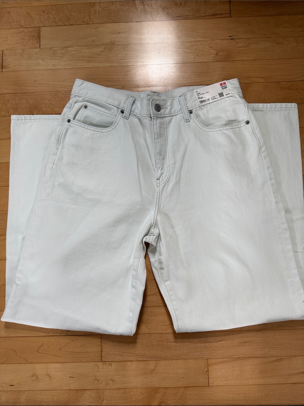 NEW Uniqlo Wide Leg High Waist Straight Jeans – 100% Cotton | Light Wash Denim